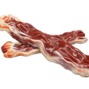 Snack para perros con forma de tira de bacon sabor barbacoa, 50g, ideal como premio sabroso y blando