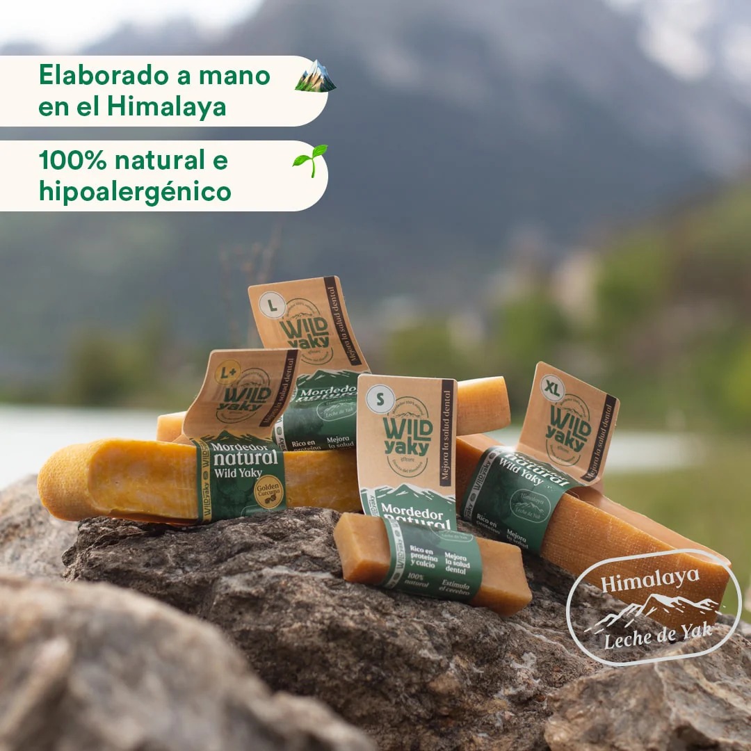 Snacks masticables Wild Yaky para perros, 100% naturales e hipoalergénicos, elaborados a mano en el Himalaya con leche de yak