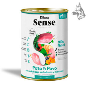 Dibaq Sense Pato y Pavo con Calabaza, Arándanos y Manzana Comida húmeda holística con proteínas de alta calidad y un aporte extra de fibra. Diseñada para perros adultos y senior con una receta equilibrada.