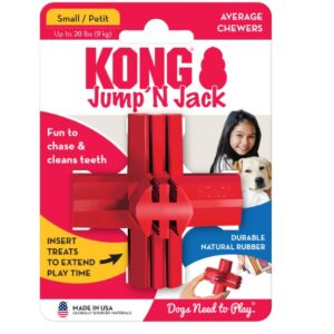 KONG Jump'N Jack para masticadores medios, juguete dental en goma natural, tamaño pequeño