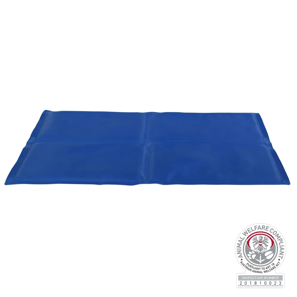 Alfombrilla refrescante azul para perros, ideal para combatir el calor en verano. Disponible en varios tamaños para todo tipo de razas.
