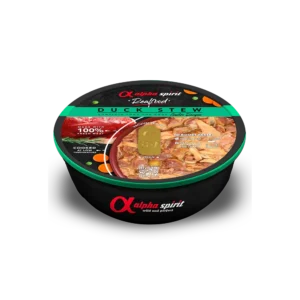 Lata de guiso para perros Alpha Spirit con pato 100 % fresco cocinado lentamente.