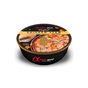 Lata de comida húmeda para perros Alpha Spirit con pollo, guisantes y zanahoria.