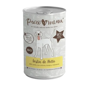 Lata de comida húmeda para perros PuroMenu Festín de Pollo con 80% carne, chirivía, hinojo y manzana.