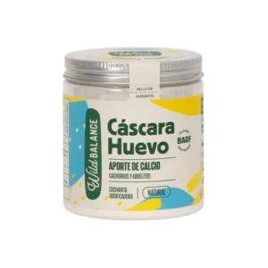 Bote de suplemento natural Wild Balance Cáscara de Huevo, con aporte de calcio para perros y gatos, ideal para cachorros y senior.