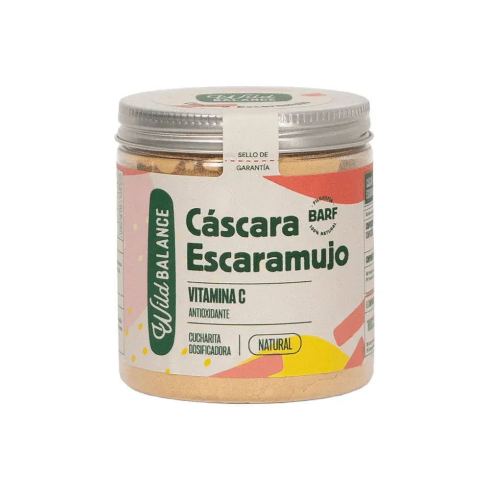 Bote de suplemento natural de cáscara de escaramujo para perros Wild Balance, antioxidante con vitamina C
