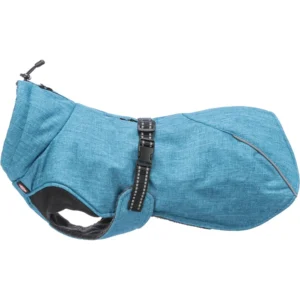 Abrigo Riom azul talla XL 70 cm para perro, forro polar acolchado e impermeable con cintas ajustables forro contra viento y lluvia
