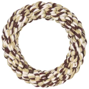 Anillo de cuerda multicolor Ø 14 cm para perro, juguete trenzado de algodón/poliéster ideal para mordisquear y tirar