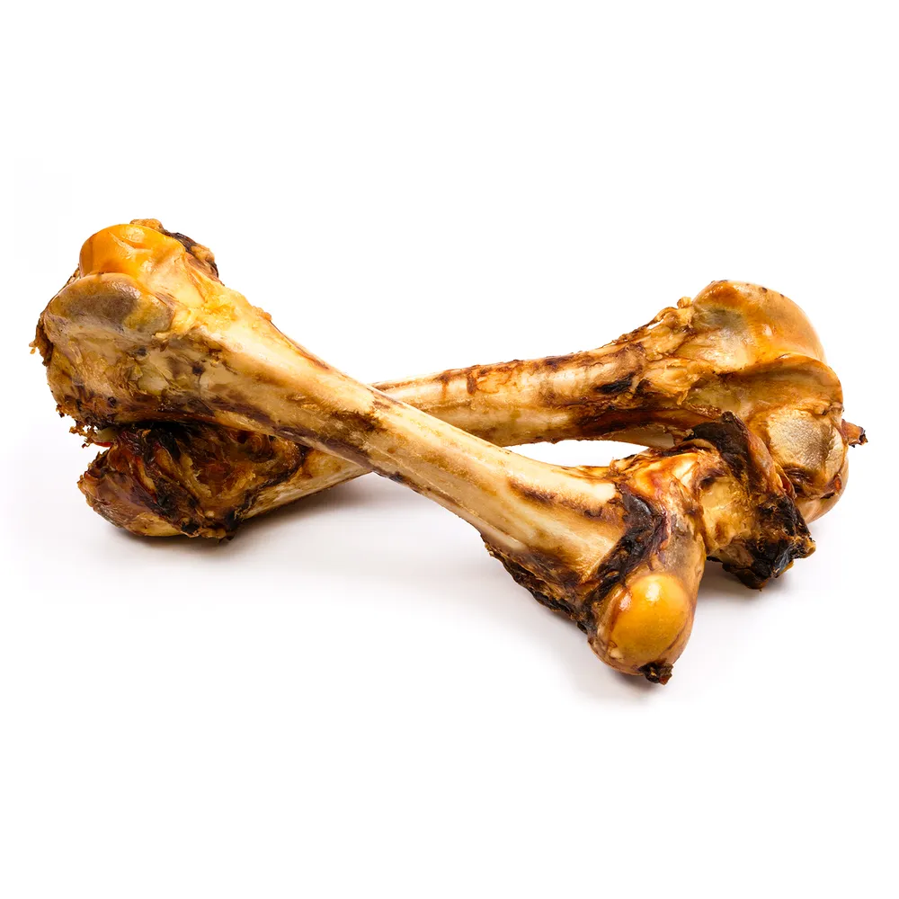 Dos huesos de buey XXL naturales para perros grandes, pack masticable con médula