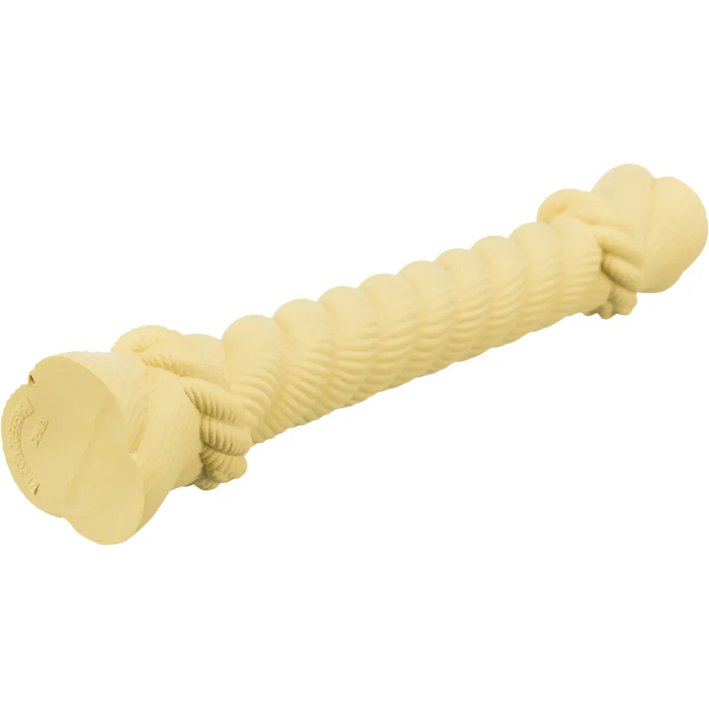Juguete cuerda de látex crujiente para perro, 30 cm, color crema, vista en perspectiva