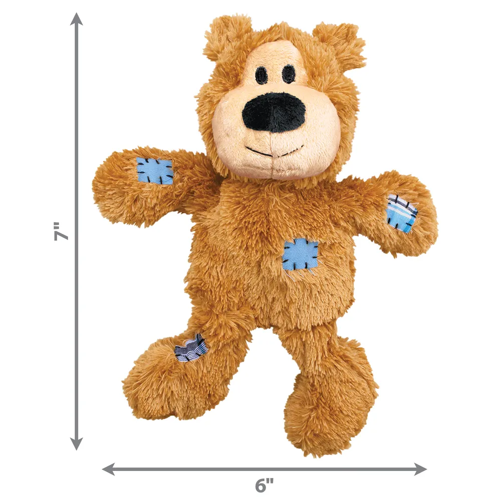 Dimensiones del juguete para perro KONG Wild Knots Oso Marrón tamaño Medium: 10 pulgadas alto, 8.5 pulgadas ancho