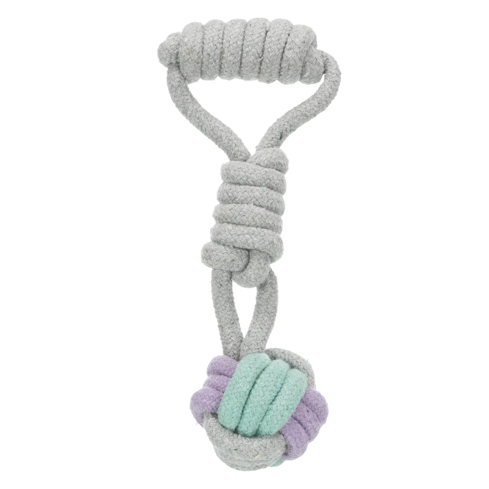 Pelota de nudo en cuerda para perro, modelo Junior de 23 cm (aprox.), mezcla algodón/poliéster, colores pastel