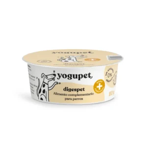 Yogupet DigesPet alimento complementario digestivo para perros, tarrina blanca con etiqueta beige