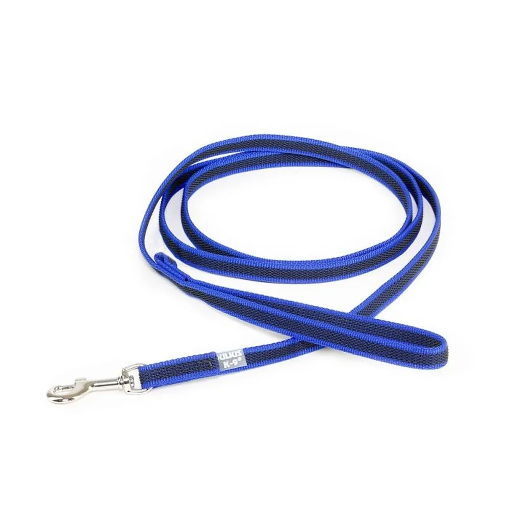 Correa entretejida azul Julius-K9 de 2 metros y 20 mm para perros grandes.