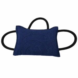 Corrector de mordida hard tipo Schweikert para adiestramiento canino, mordedor resistente con asas para entrenamiento profesional.