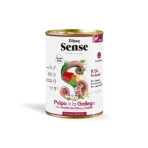 Lata de comida húmeda para perro Dibaq Sense grain free sabor pulpo a la gallega con aceite de oliva y patata, sin cereales.