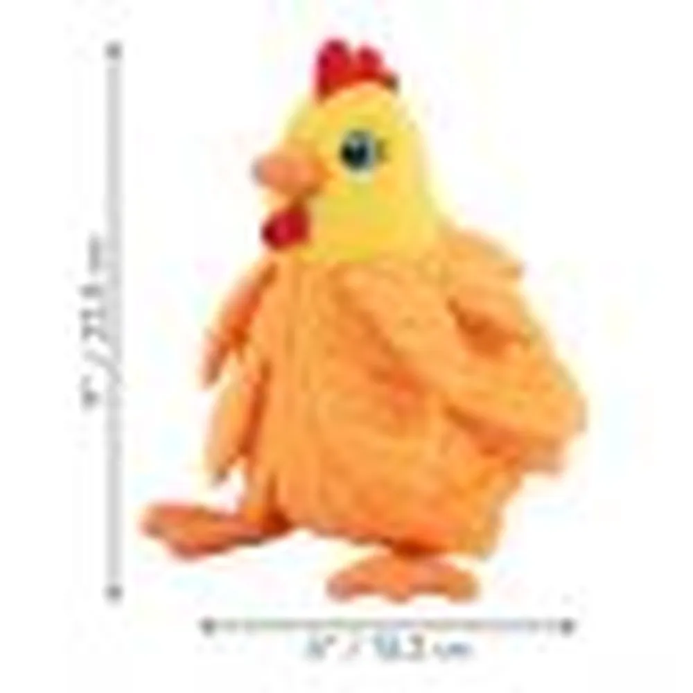 Medidas del juguete para perro KONG Layerz Forage Hen: 25,4 cm de alto por 16,3 cm de ancho.