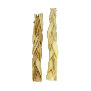 Trenzas de cuero natural y cordero para perros, snack masticable saludable.
