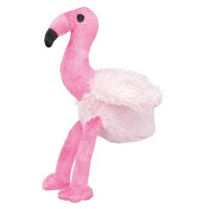 Juguete de peluche para perros con forma de flamenco rosa, suave y ligero, ideal para jugar, morder y entretener a perros pequeños y medianos.