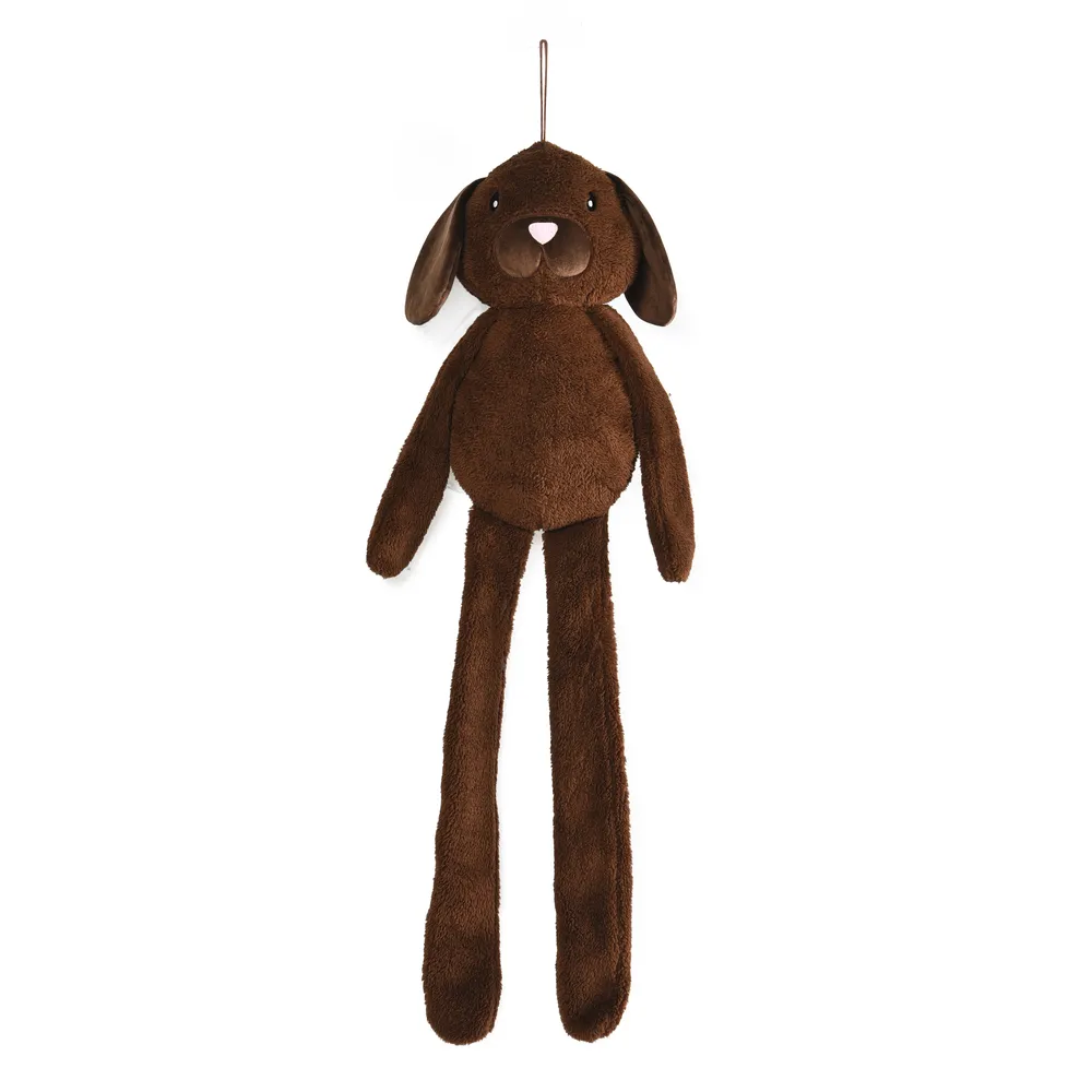 Peluche XXL con forma de perrito marrón para perros de Bubimex, juguete suave y alargado ideal para morder, jugar y relajarse.