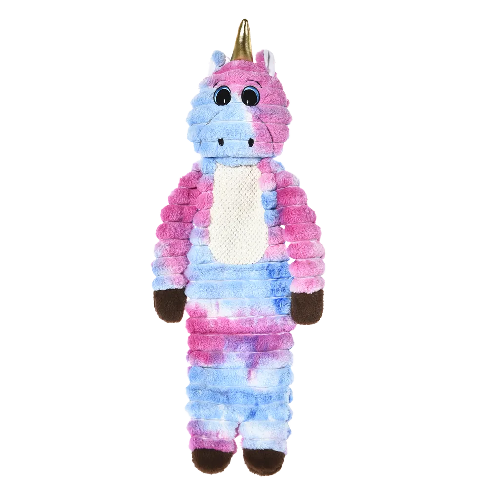 Peluche XXL con forma de unicornio para perros de Bubimex, juguete suave multicolor ideal para jugar, morder y estimular el entretenimiento diario.